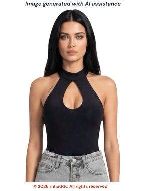 NWT Chyrii XS black halter cutout bodysuit